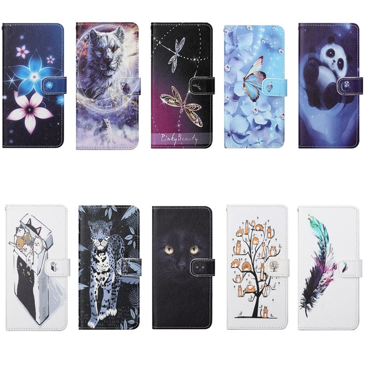 Magnetic Closed PU Leather Phone Protector Cross Texture Folding Phone Case with Stand Wallet for Google Pixel 6a - Flower