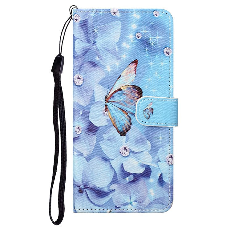 Magnetic Closed PU Leather Phone Protector Cross Texture Folding Phone Case with Stand Wallet for Google Pixel 6a - Butterfly & Flowers