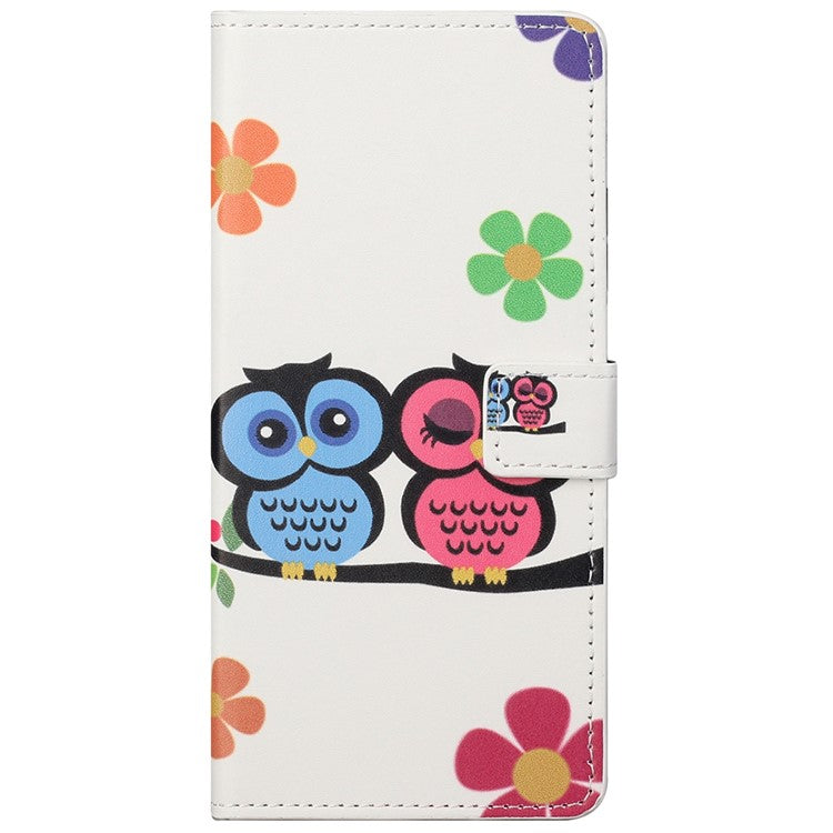 Pattern Printing TPU + PU Leather Stand Magnetic Closure Flip Case with Card Slots and Cash Pocket for Google Pixel 6a - Owls on the Branch