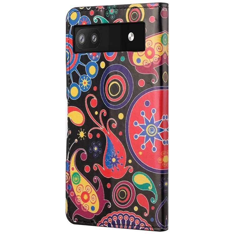 Pattern Printing TPU + PU Leather Stand Magnetic Closure Flip Case with Card Slots and Cash Pocket for Google Pixel 6a - Color Combos
