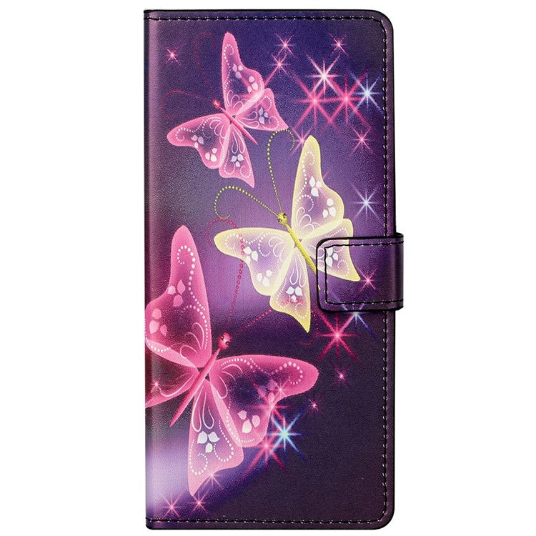 Pattern Printing TPU + PU Leather Stand Magnetic Closure Flip Case with Card Slots and Cash Pocket for Google Pixel 6a - Sparkle Butterflies