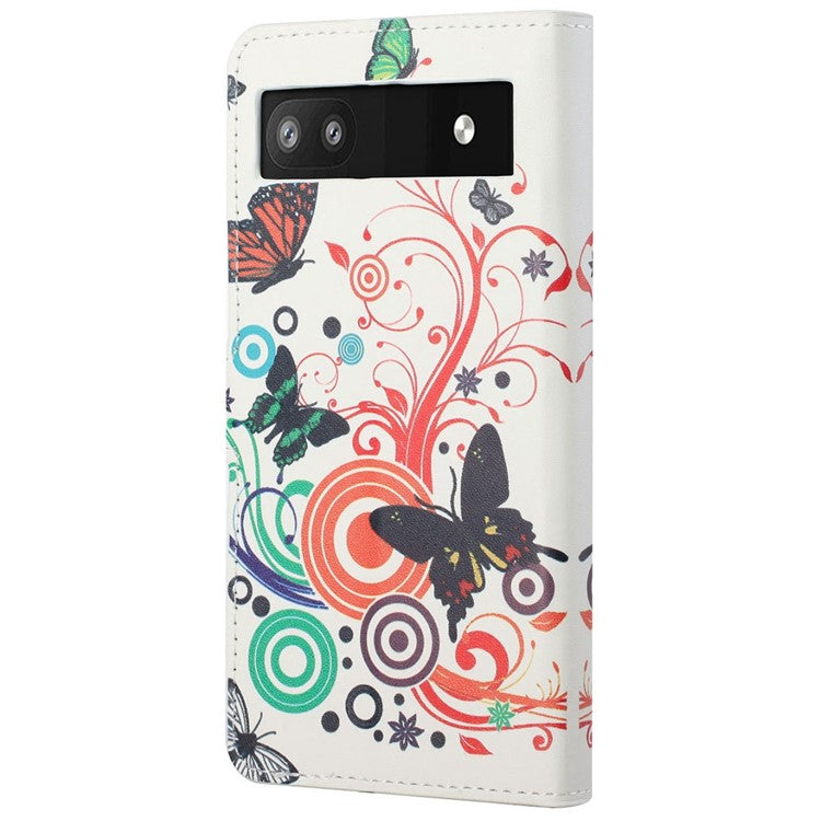 Pattern Printing TPU + PU Leather Stand Magnetic Closure Flip Case with Card Slots and Cash Pocket for Google Pixel 6a - Colorful Butterflies