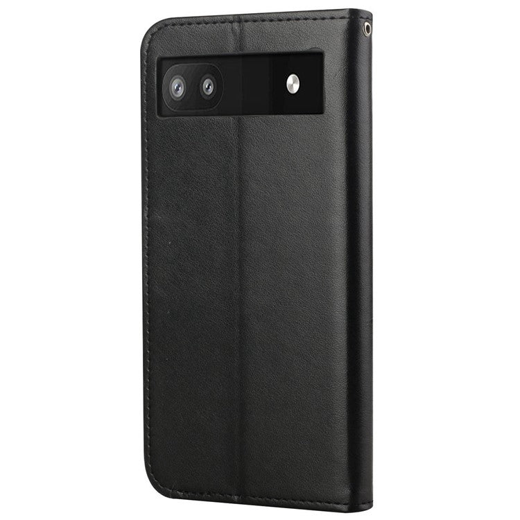 Anti-fall PU Leather Protective Phone Cover Imprinted Butterflies Flower Phone Case with Wallet Stand for Google Pixel 6a - Black