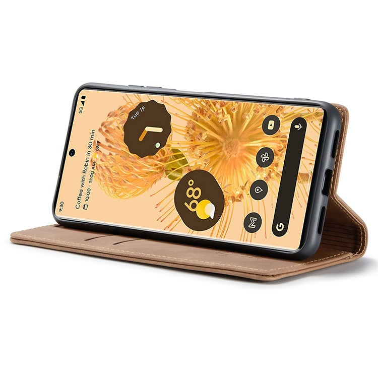 CASEME 013 Series Compatible for Google Pixel 6 Pro Mobile Phone Case Wallet Anti-Drop Magnetic Auto-absorbed PU Leather Flip Phone Cover - Brown