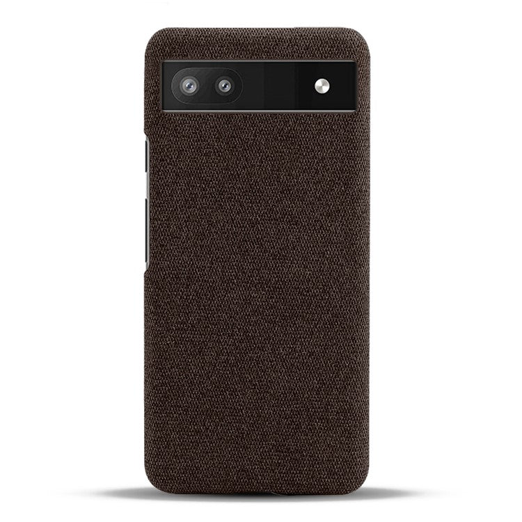 Cloth Texture Coating Shockproof Hard PC Phone Case Shell for Google Pixel 6a - Brown
