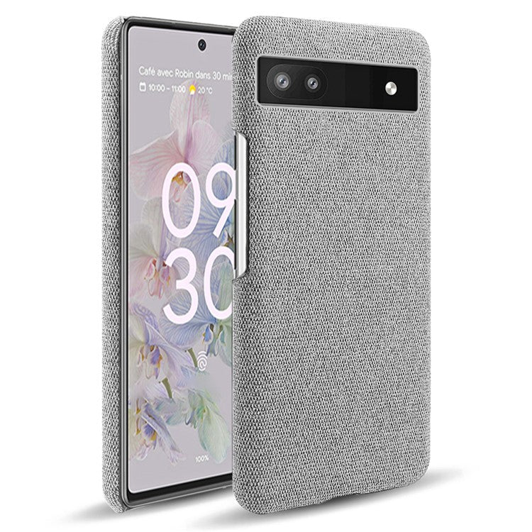 Cloth Texture Coating Shockproof Hard PC Phone Case Shell for Google Pixel 6a - Light Grey