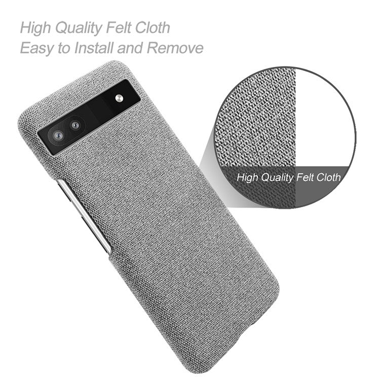Cloth Texture Coating Shockproof Hard PC Phone Case Shell for Google Pixel 6a - Light Grey