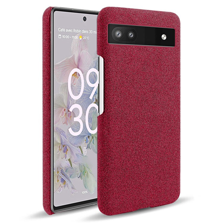 Cloth Texture Coating Shockproof Hard PC Phone Case Shell for Google Pixel 6a - Red
