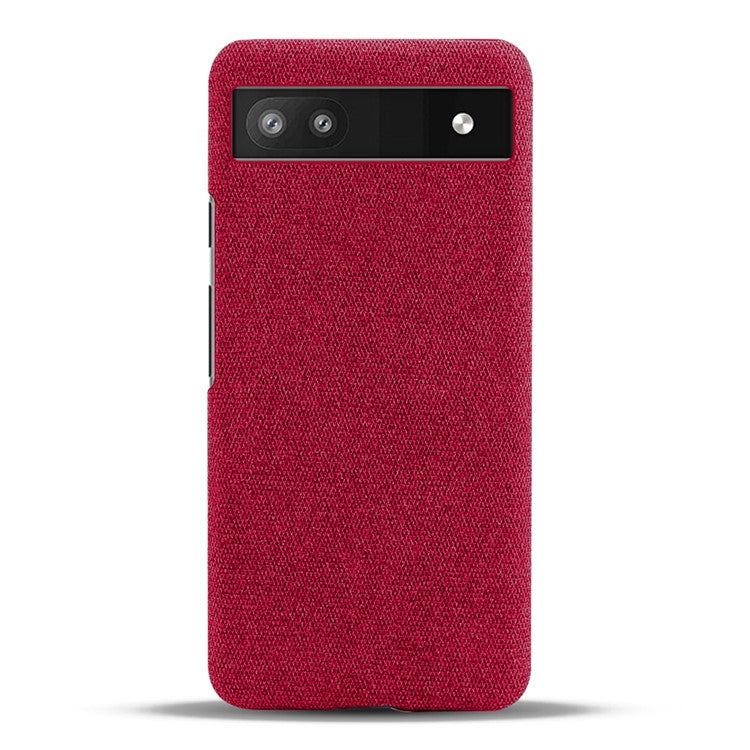 Cloth Texture Coating Shockproof Hard PC Phone Case Shell for Google Pixel 6a - Red
