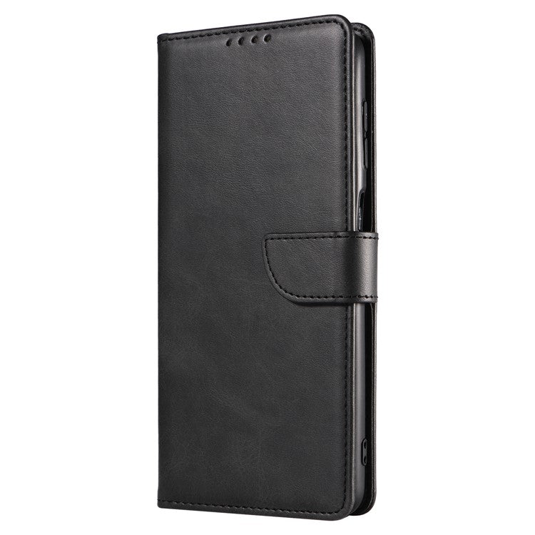Folio Flip Magnetic Clasp Textured PU Leather + Soft TPU Phone Cover Case for Google Pixel 6 Pro - Black