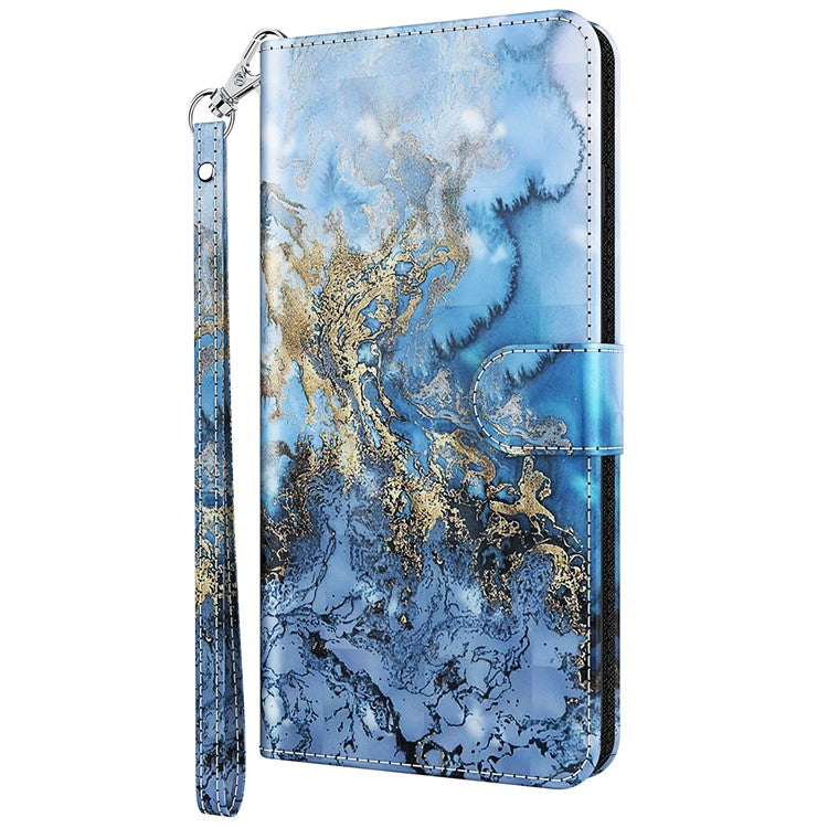 Foldable Stand 3D Pattern Printing PU Leather Wallet Phone Case Shell with Strap for Google Pixel 6a - Bauhinia Valley