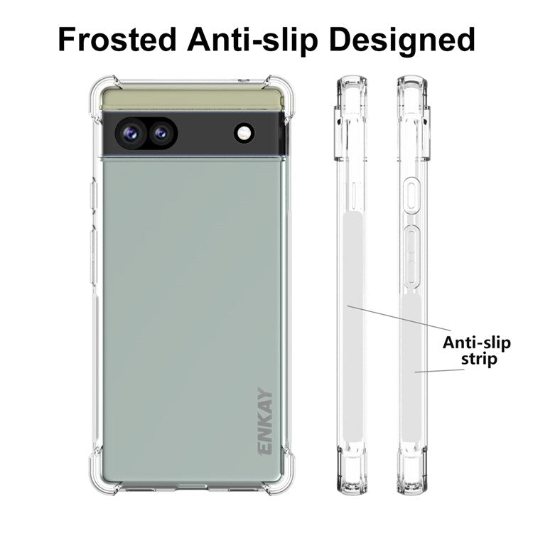 ENKAY HAT PRINCE Shock-absorbing Corners Crystal Clear TPU Cover Mobile Phone Shell with Anti-slip Edge for Google Pixel 6a