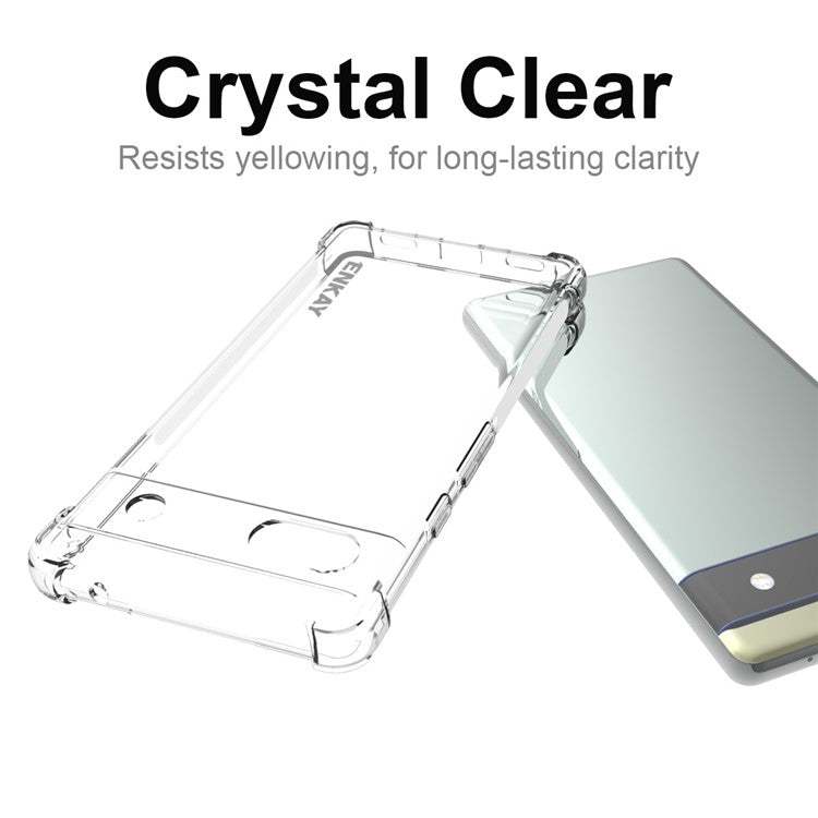 ENKAY HAT PRINCE Shock-absorbing Corners Crystal Clear TPU Cover Mobile Phone Shell with Anti-slip Edge for Google Pixel 6a