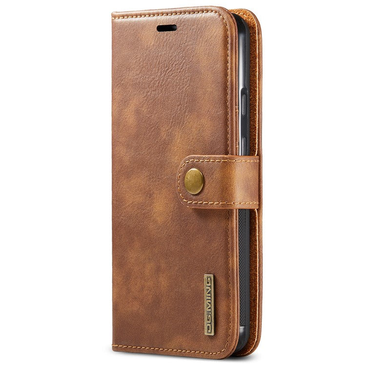 DG.MING Anti-scratch Mobile Phone Bag Split Leather Wallet Full Protection Cover Shell Detachable 2-in-1 TPU Inner Phone Case for Google Pixel 5a 5G - Brown