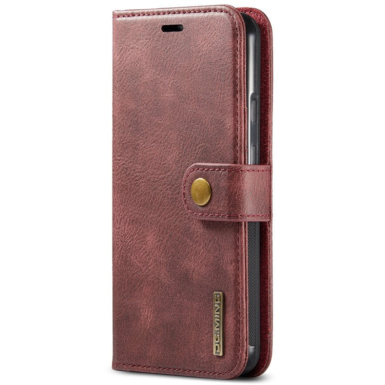 DG.MING Anti-scratch Mobile Phone Bag Split Leather Wallet Full Protection Cover Shell Detachable 2-in-1 TPU Inner Phone Case for Google Pixel 5a 5G - Red