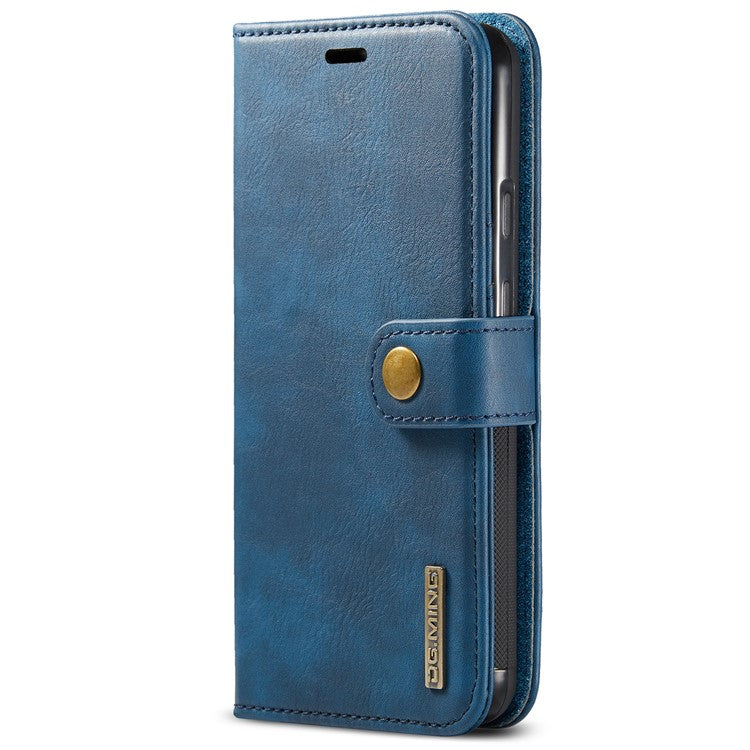 DG.MING Anti-scratch Mobile Phone Bag Split Leather Wallet Full Protection Cover Shell Detachable 2-in-1 TPU Inner Phone Case for Google Pixel 5a 5G - Blue