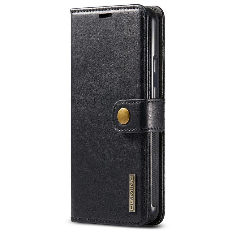 DG.MING Anti-scratch Mobile Phone Bag Split Leather Wallet Full Protection Cover Shell Detachable 2-in-1 TPU Inner Phone Case for Google Pixel 5a 5G - Black