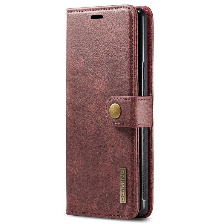 DG.MING Split Leather+TPU Inner Phone Case Wallet Magnetic Detachable 2-in-1 Phone Covering for Google Pixel 6 Pro - Red