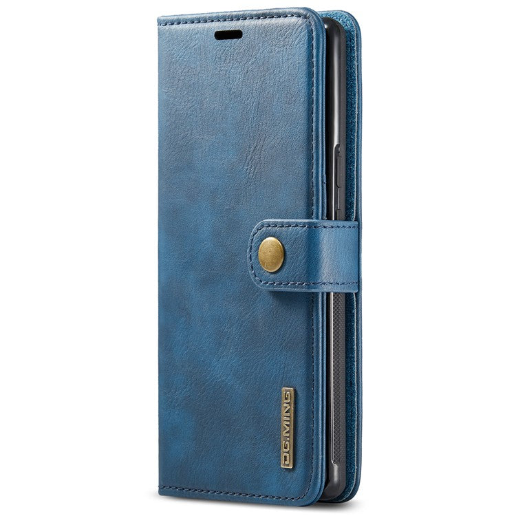 DG.MING Split Leather+TPU Inner Phone Case Wallet Magnetic Detachable 2-in-1 Phone Covering for Google Pixel 6 Pro - Blue