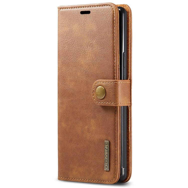 DG.MING Split Leather+TPU Inner Phone Case Wallet Magnetic Detachable 2-in-1 Phone Covering for Google Pixel 6 Pro - Brown