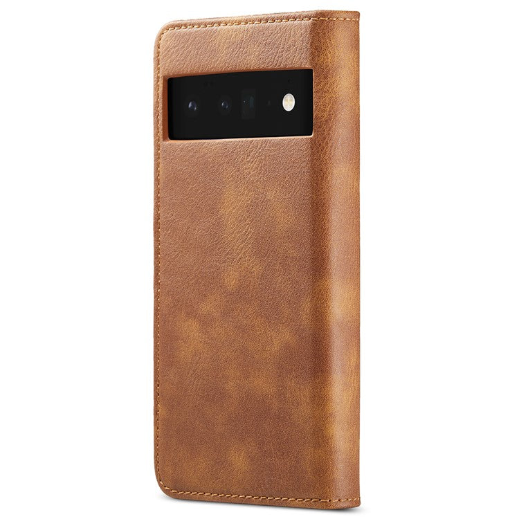 DG.MING Split Leather+TPU Inner Phone Case Wallet Magnetic Detachable 2-in-1 Phone Covering for Google Pixel 6 Pro - Brown