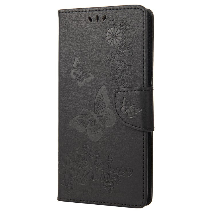 Anti-fingerprint Imprint Big Butterflies Leather Mobile Phone Case Stand Wallet Stand Covering for Google Pixel 6a - Black