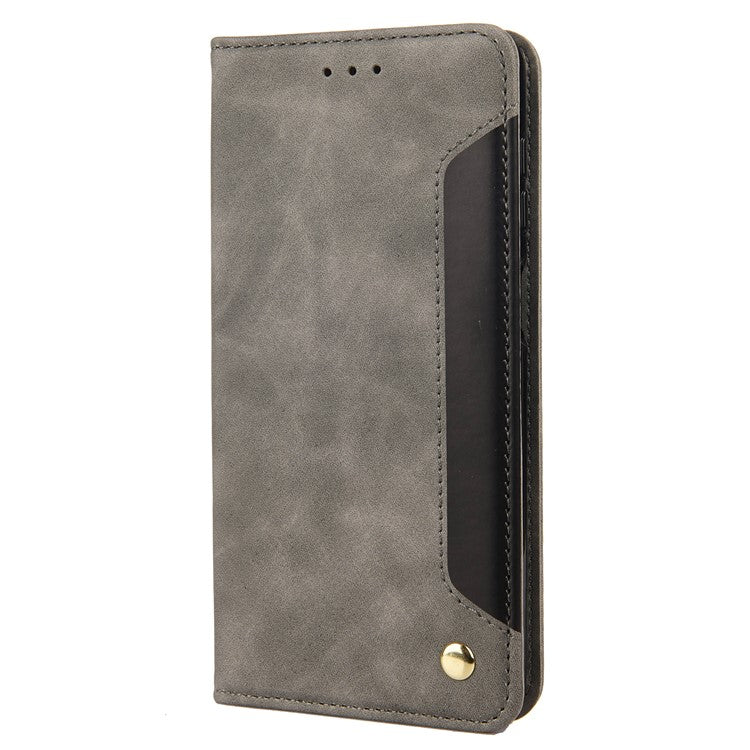 For Google Pixel 6a Wallet Function Anti-fingerprint Shockproof Phone Stand Cover Anti-dust Phone Case Splicing Leather Shell - Grey