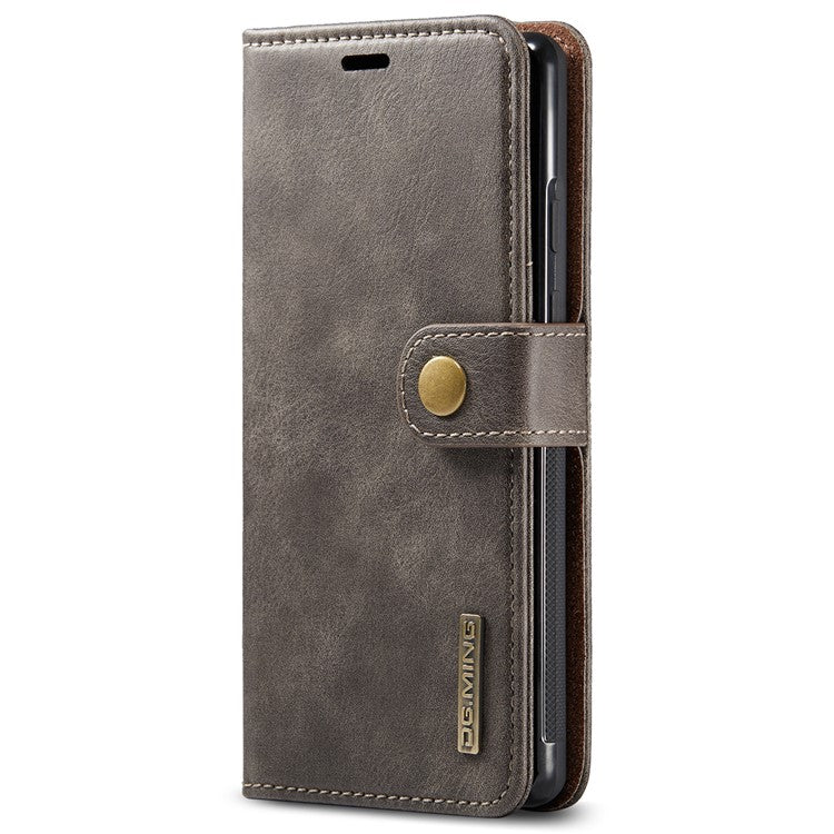 DG.MING Split Leather Cover Wallet Stand Design Detachable Magnetic Absorption Phone Case for Google Pixel 6 - Grey