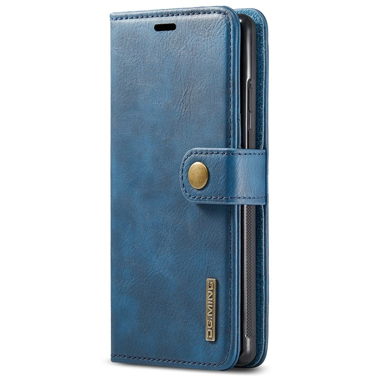 DG.MING Split Leather Cover Wallet Stand Design Detachable Magnetic Absorption Phone Case for Google Pixel 6 - Blue