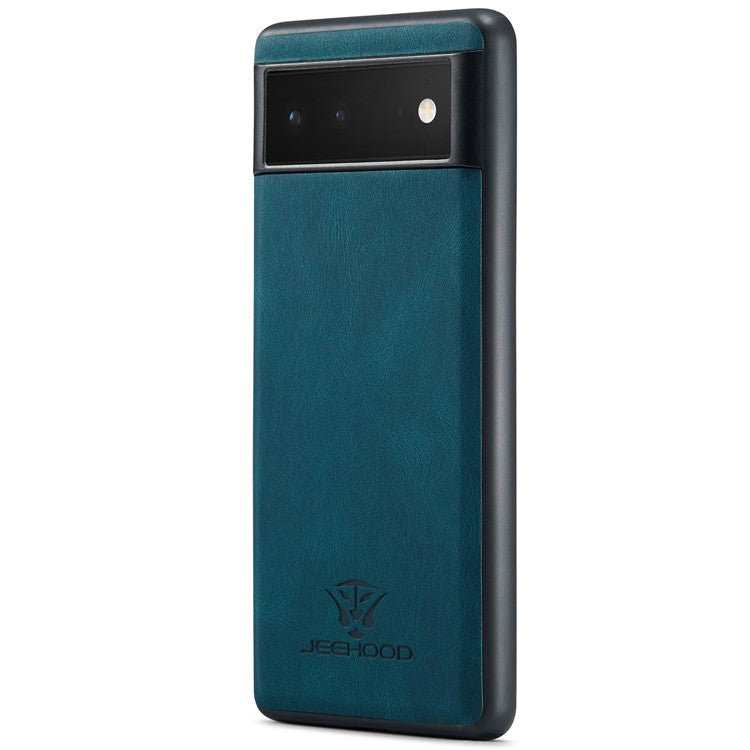 JEEHOOD Kickstand Function Detachable 2-in-1 Phone Case Drop-proof Wallet Magnetic Design Leather Coated TPU Cover for Google Pixel 6 - Green