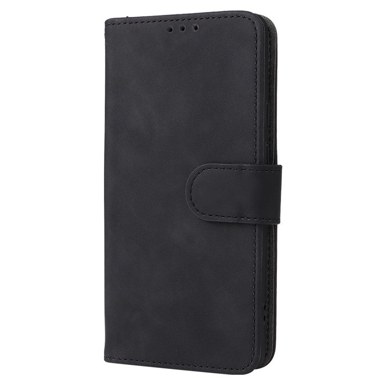 Comfortable Skin-touch Feeling Anti-scratch PU Leather Stand Phone Cover Wallet Case for Google Pixel 6a - Black