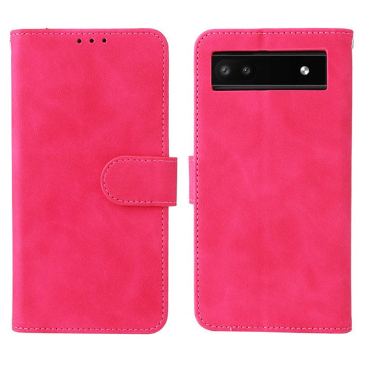 Comfortable Skin-touch Feeling Anti-scratch PU Leather Stand Phone Cover Wallet Case for Google Pixel 6a - Rose