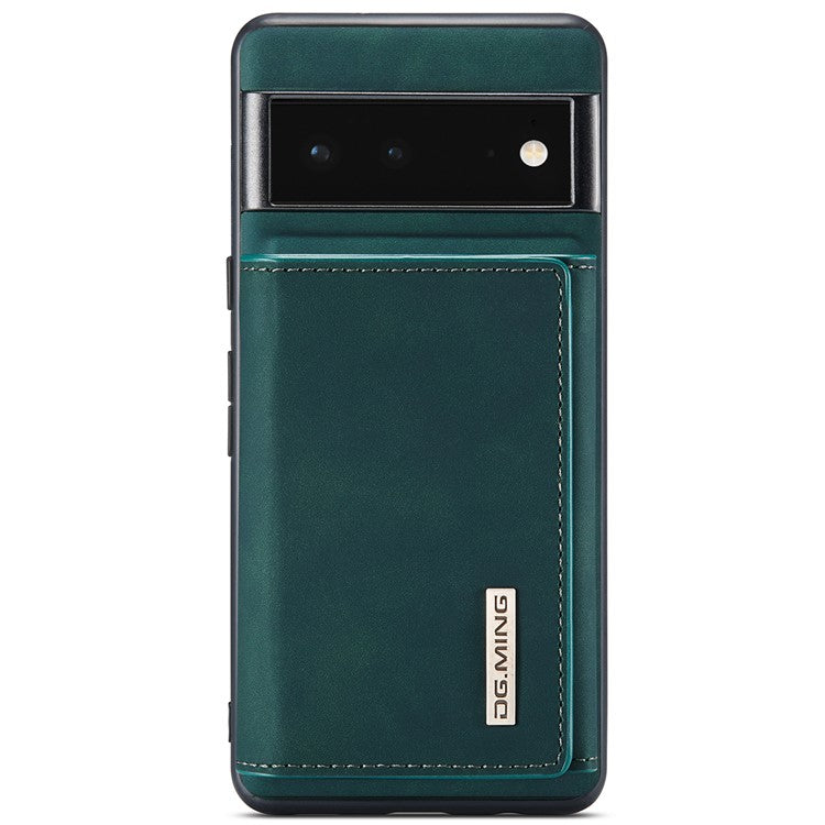 DG.MING M1 Series Detachable 2-in-1 Design Magnetic Absorption Wallet + PU Leather Coated Phone Case Cover with Kickstand for Google Pixel 6 Pro - Green