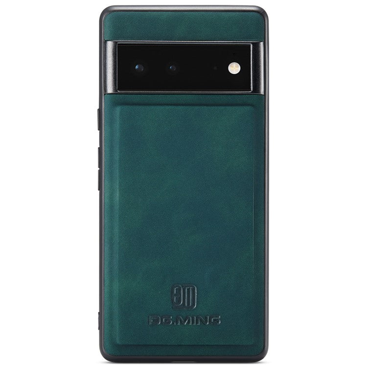 DG.MING M1 Series Detachable 2-in-1 Design Magnetic Absorption Wallet + PU Leather Coated Phone Case Cover with Kickstand for Google Pixel 6 Pro - Green