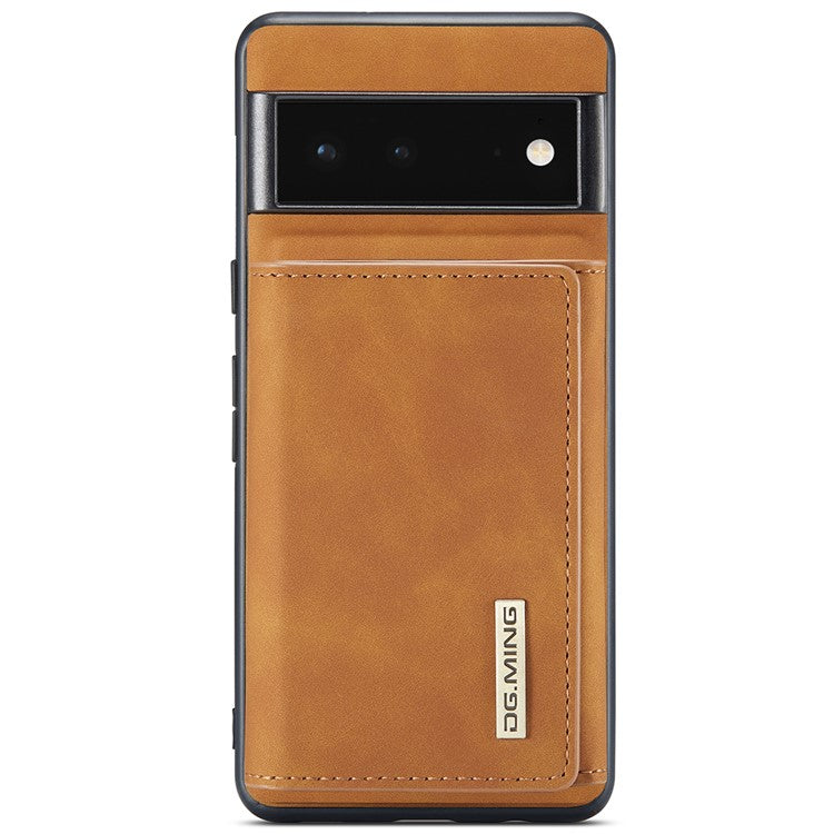 DG.MING M1 Series Detachable 2-in-1 Design Magnetic Absorption Wallet + PU Leather Coated Phone Case Cover with Kickstand for Google Pixel 6 Pro - Brown