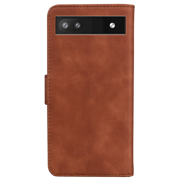 Magnetic Closure Skin Touch Feeling Phone Case Anti-scratch Butterfly Printing Stand Wallet Leather Phone Cover for Google Pixel 6a - Brown