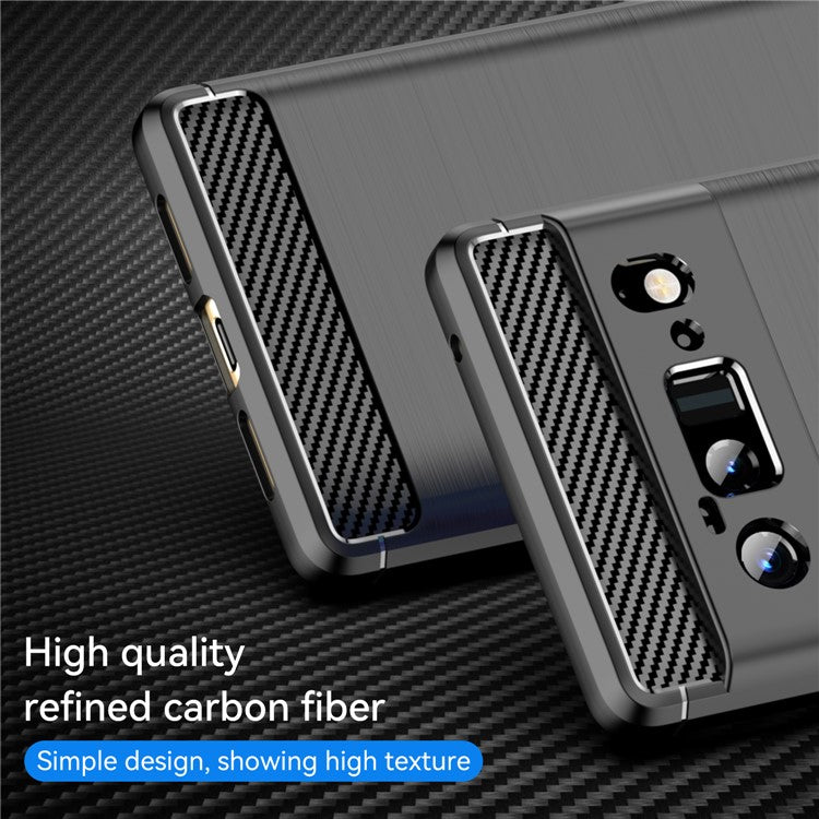 1.8mm Carbon Fiber Texture TPU Case Brushed Surface Anti-Scratch Anti-Fall Phone Protective Cover for Google Pixel 6 Pro - Black