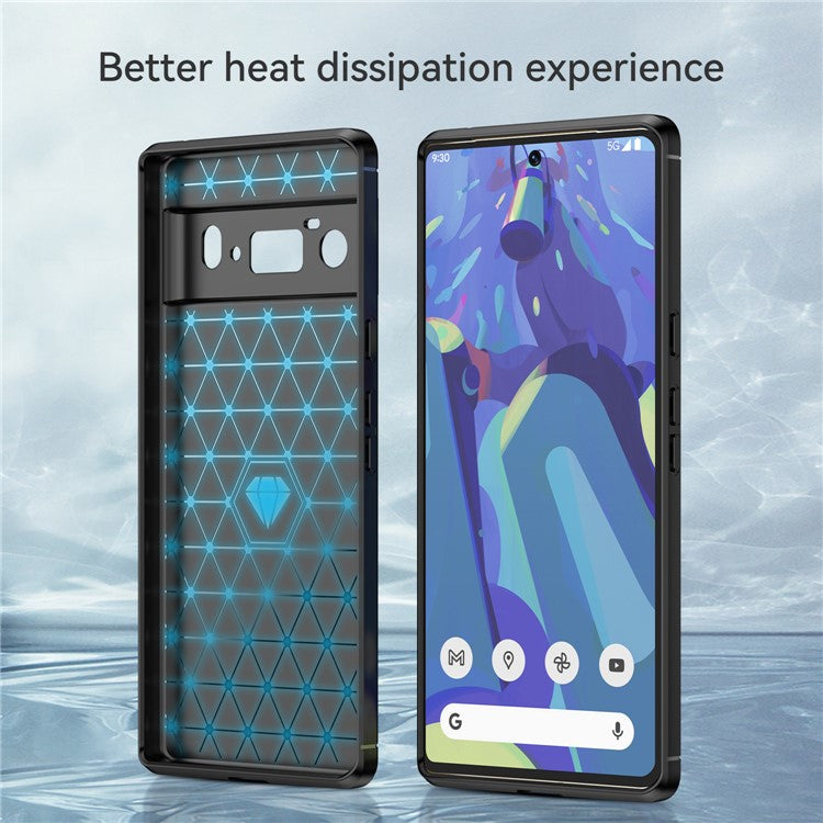 1.8mm Carbon Fiber Texture TPU Case Brushed Surface Anti-Scratch Anti-Fall Phone Protective Cover for Google Pixel 6 Pro - Black