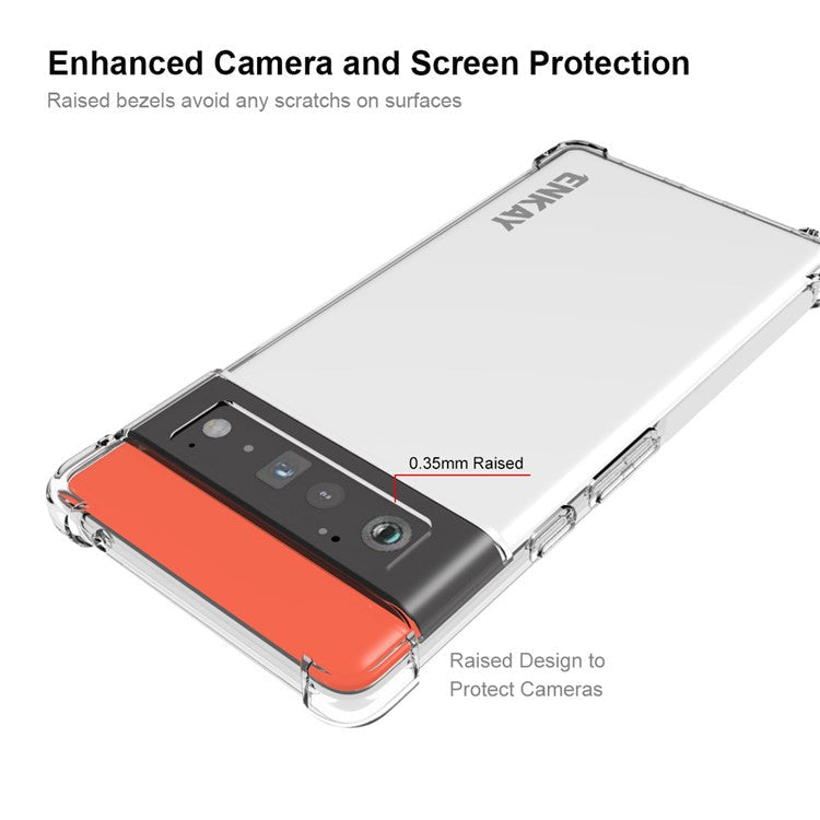 ENKAY HAT PRINCE Thickened Corners TPU Phone Case Transparent Protective Cover with Anti-slip Side Edge for Google Pixel 6 Pro