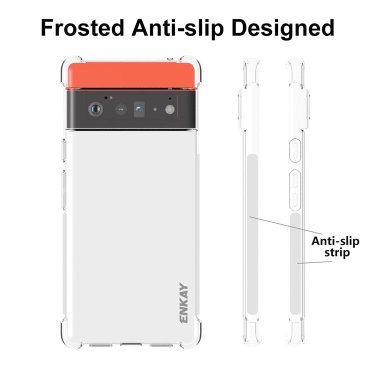 ENKAY HAT PRINCE Thickened Corners TPU Phone Case Transparent Protective Cover with Anti-slip Side Edge for Google Pixel 6 Pro