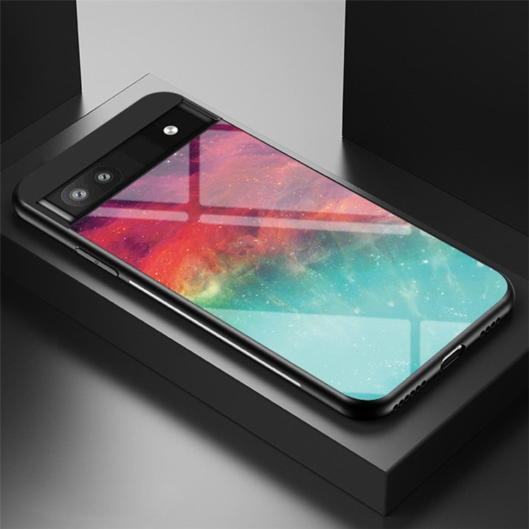 Starry Sky Pattern Tempered Glass + PC + TPU Slim Light Phone Case for Google Pixel 6a - Color Starry Sky