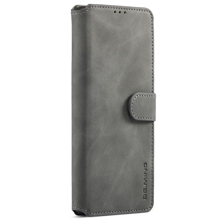 DG.MING Stand Wallet Design Retro Style PU Leather + TPU Phone Case Cover for Google Pixel 6 Pro - Grey