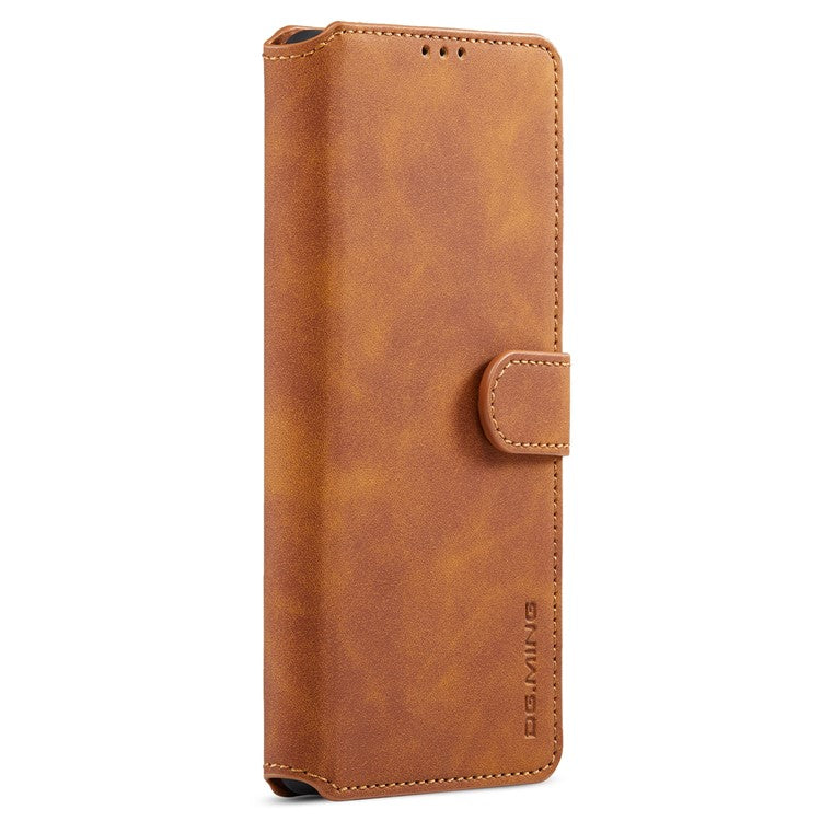 DG.MING Stand Wallet Design Retro Style PU Leather + TPU Phone Case Cover for Google Pixel 6 Pro - Brown