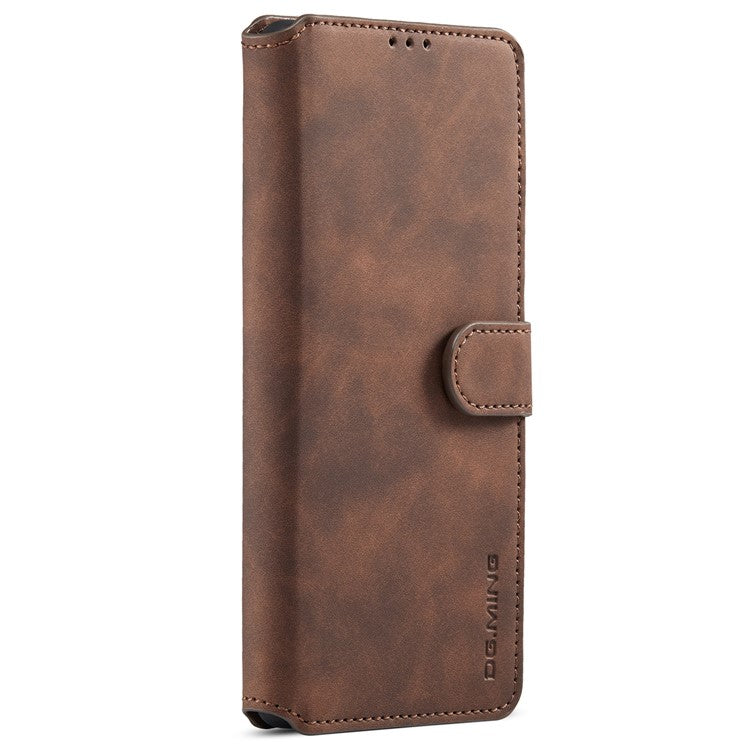 DG.MING Stand Wallet Design Retro Style PU Leather + TPU Phone Case Cover for Google Pixel 6 Pro - Coffee
