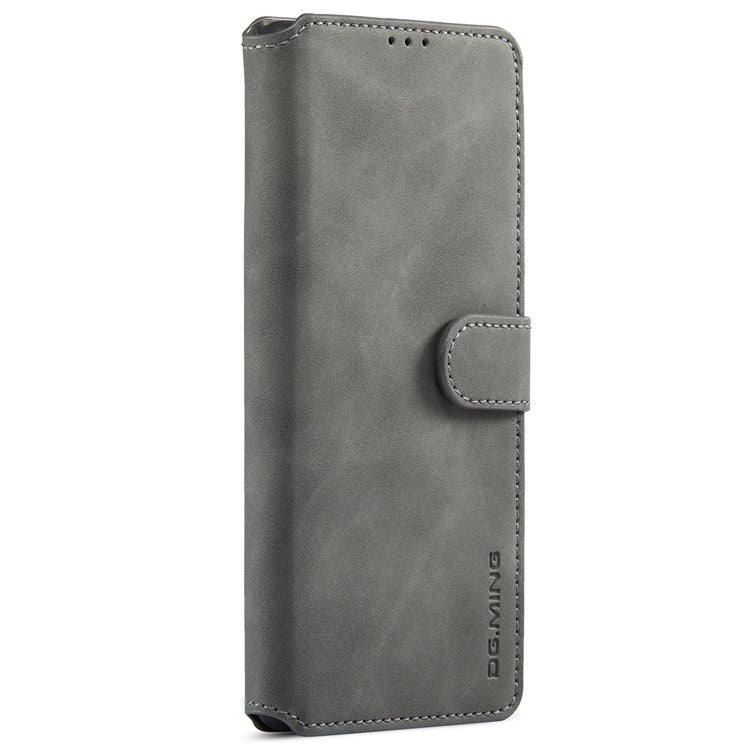 DG.MING Full Protection Retro Style PU Leather Cover Inner TPU Phone Case with Stand Wallet for Google Pixel 6 - Grey