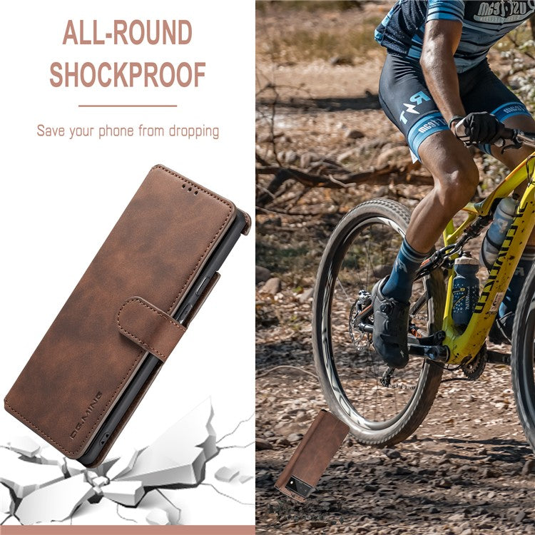 DG.MING Full Protection Retro Style PU Leather Cover Inner TPU Phone Case with Stand Wallet for Google Pixel 6 - Coffee