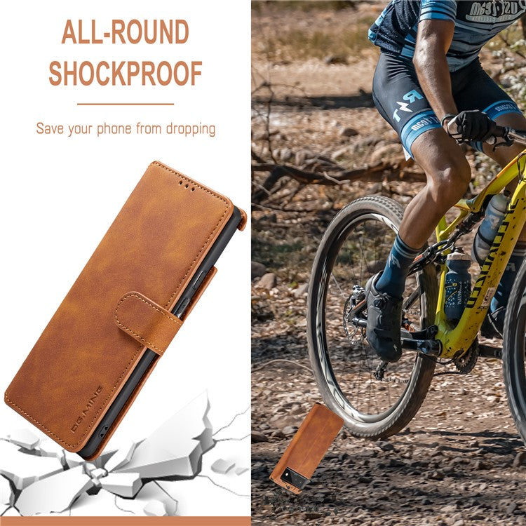 DG.MING Full Protection Retro Style PU Leather Cover Inner TPU Phone Case with Stand Wallet for Google Pixel 6 - Brown