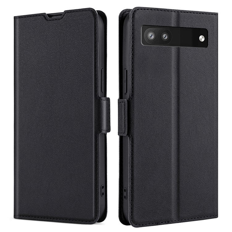 Ultra-thin Side Magnetic Clasp PU Leather Card Slot Design Anti-drop Phone Cover Stand Case for Google Pixel 6a - Black