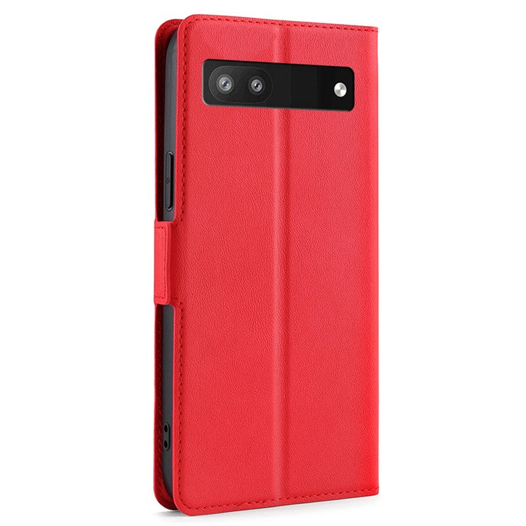 Ultra-thin Side Magnetic Clasp PU Leather Card Slot Design Anti-drop Phone Cover Stand Case for Google Pixel 6a - Red