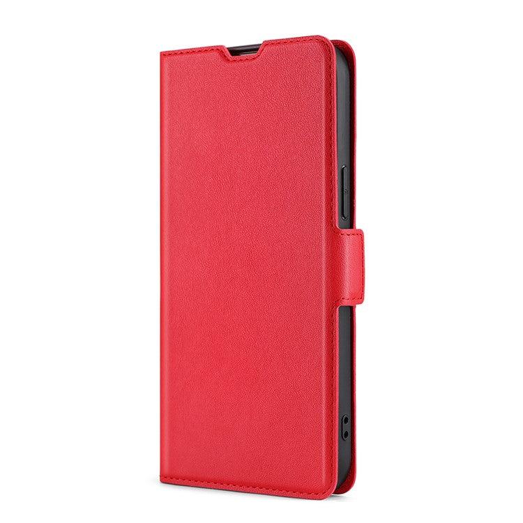 Ultra-thin Side Magnetic Clasp PU Leather Card Slot Design Anti-drop Phone Cover Stand Case for Google Pixel 6a - Red